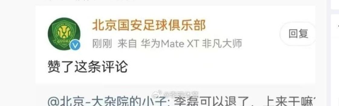 开云下载-博主：国安官博点赞抨击李磊的评论是误触，俱乐部已向球员解释